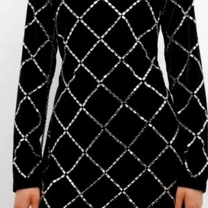 Ramy Brook Velvet Diamond Studded Black Dress Size 12